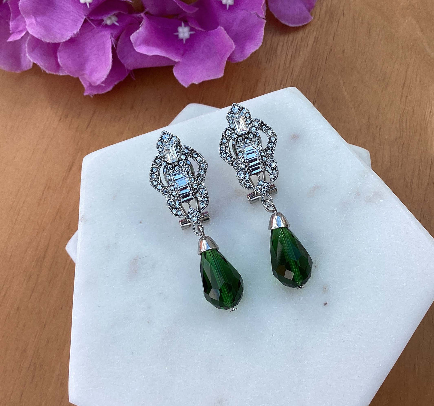 Earrings Silver - Green