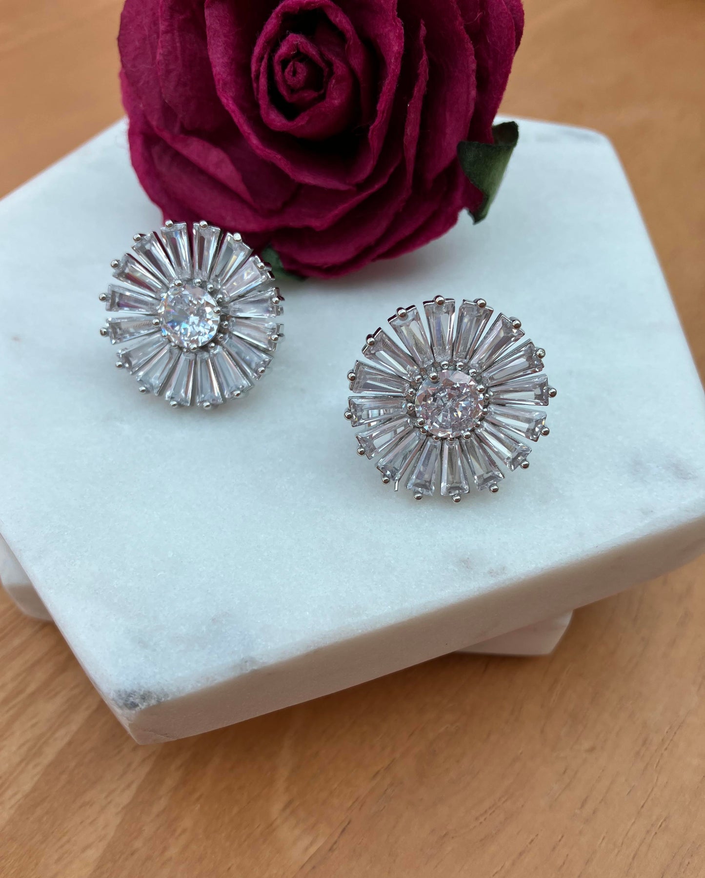 Earrings - Silver Baguet Cut Cubic Zirconia