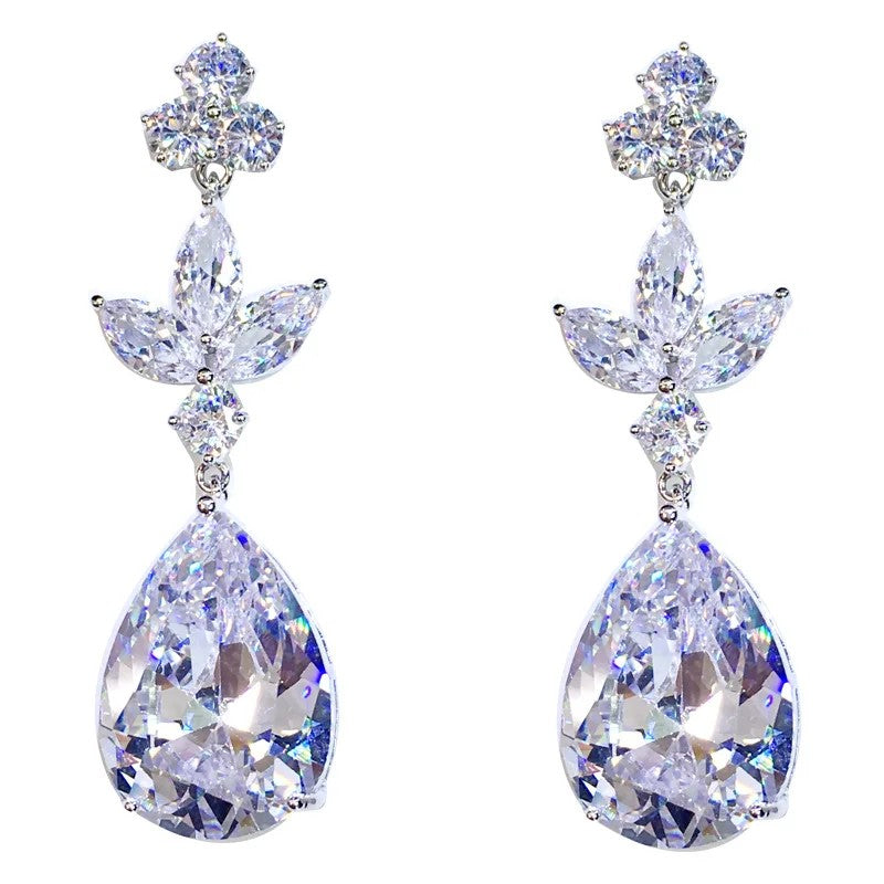 Earrings - Silver Cubic Zirconia Drop Earring