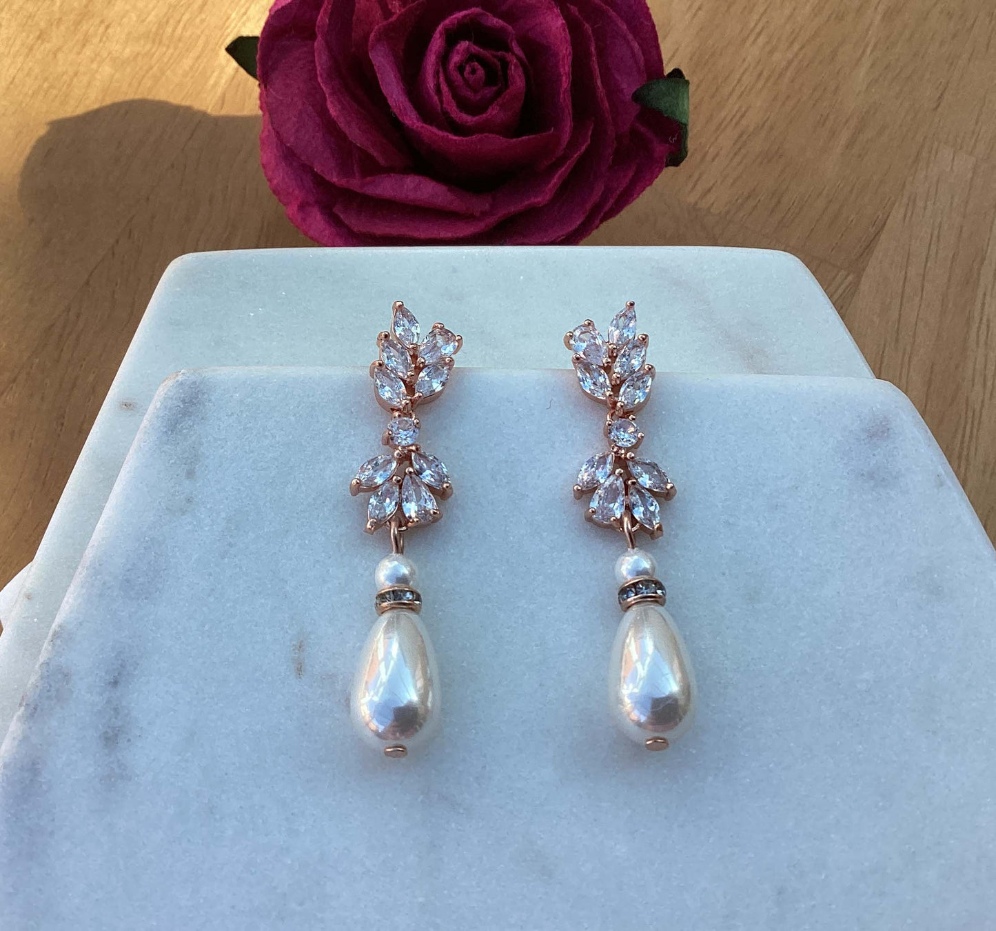 Earrings - Rose Gold Pearl