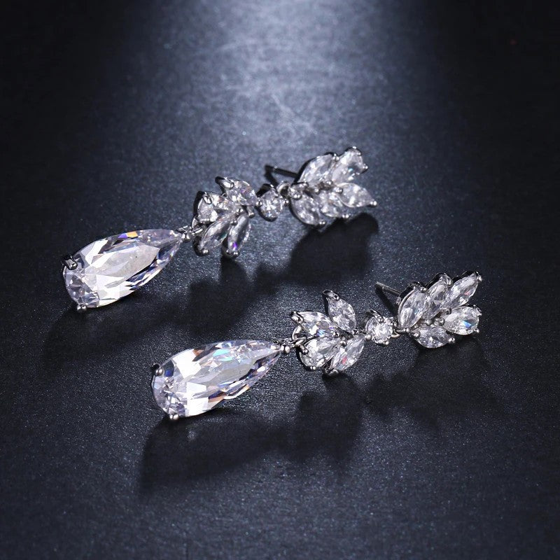 Earrings - Silver Cubic Zirconia Drop Earring