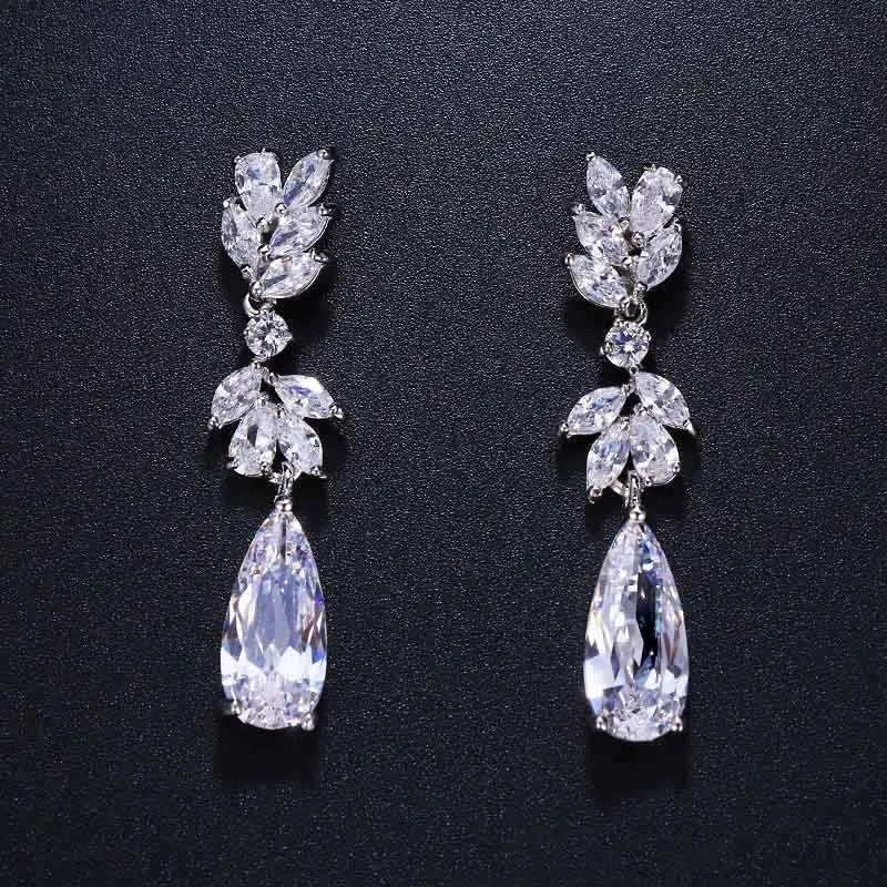 Earrings - Silver Cubic Zirconia Drop Earring