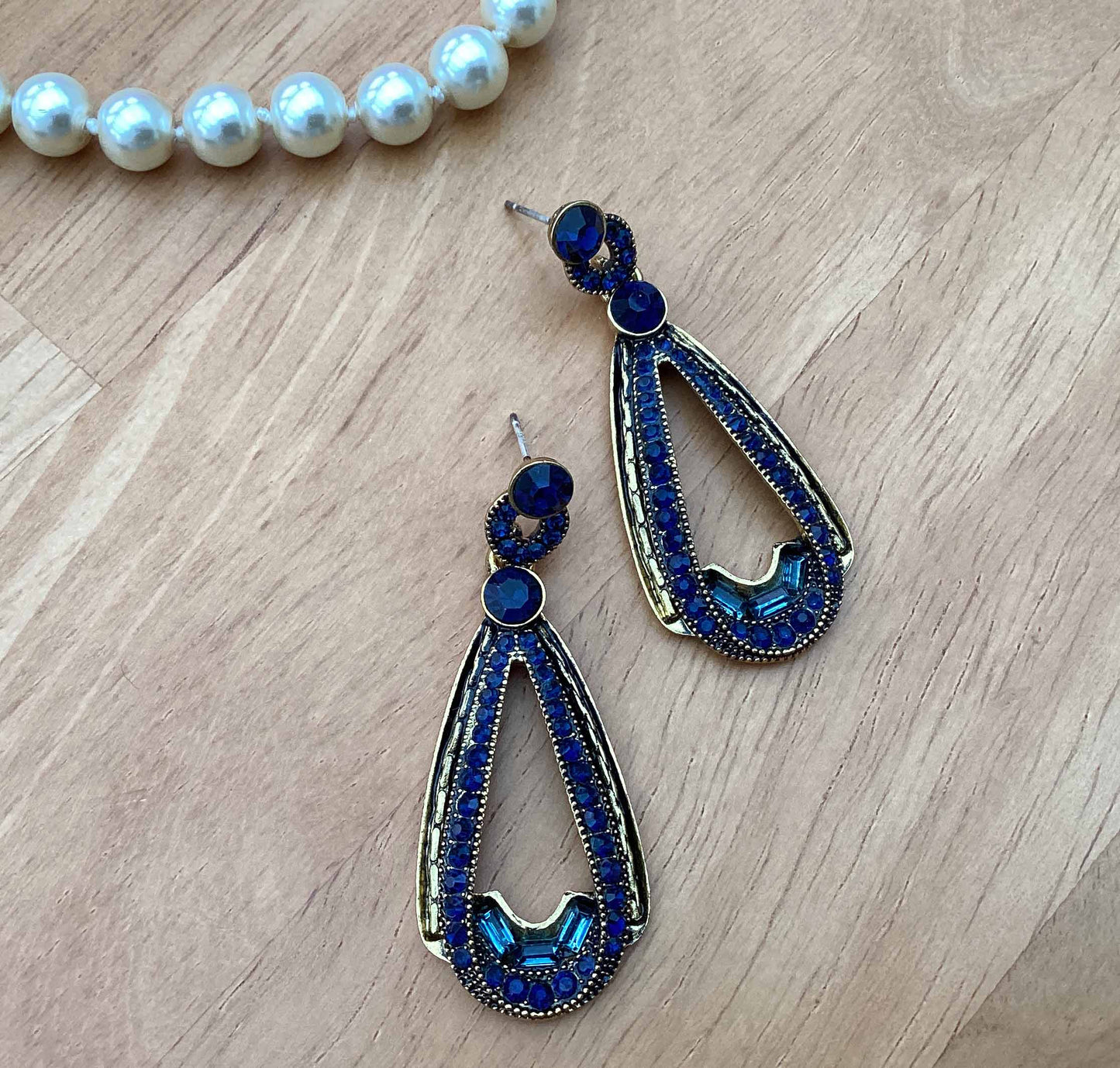 Earrings - Gold Navy
