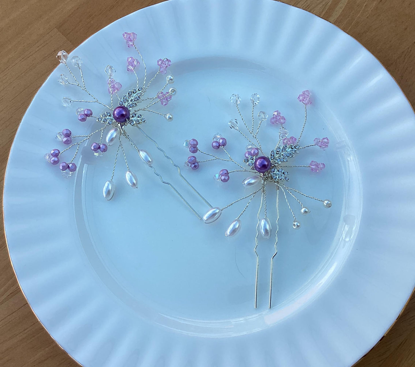 Hair Pin - Lilac and Silver