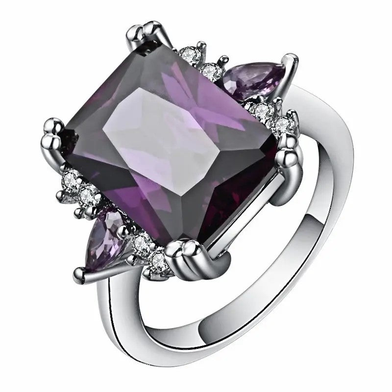 Ring - Amethyst and Clear Crystals