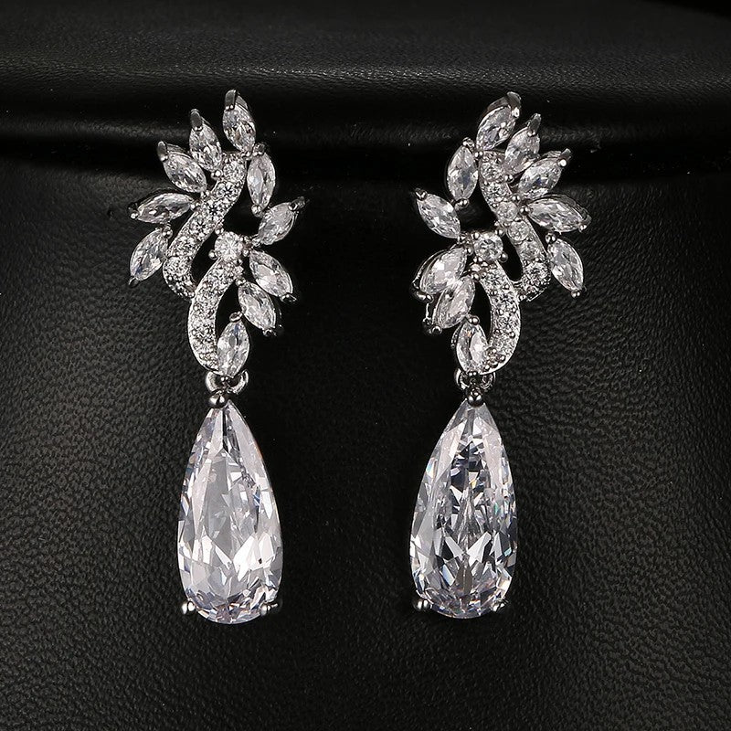 Earrings - Silver Cubic Zirconia Drop Earring