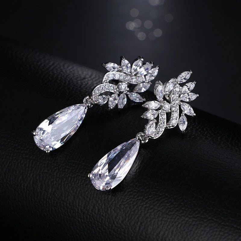 Earrings - Silver Cubic Zirconia Drop Earring