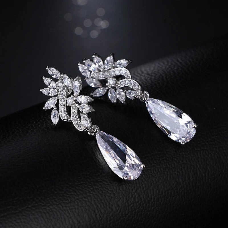 Earrings - Silver Cubic Zirconia Drop Earring