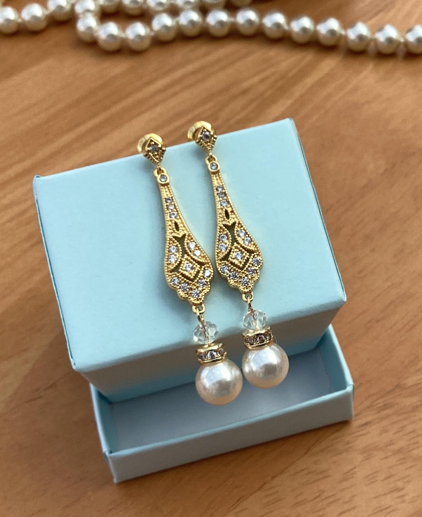 Earrings - Gold Pearl