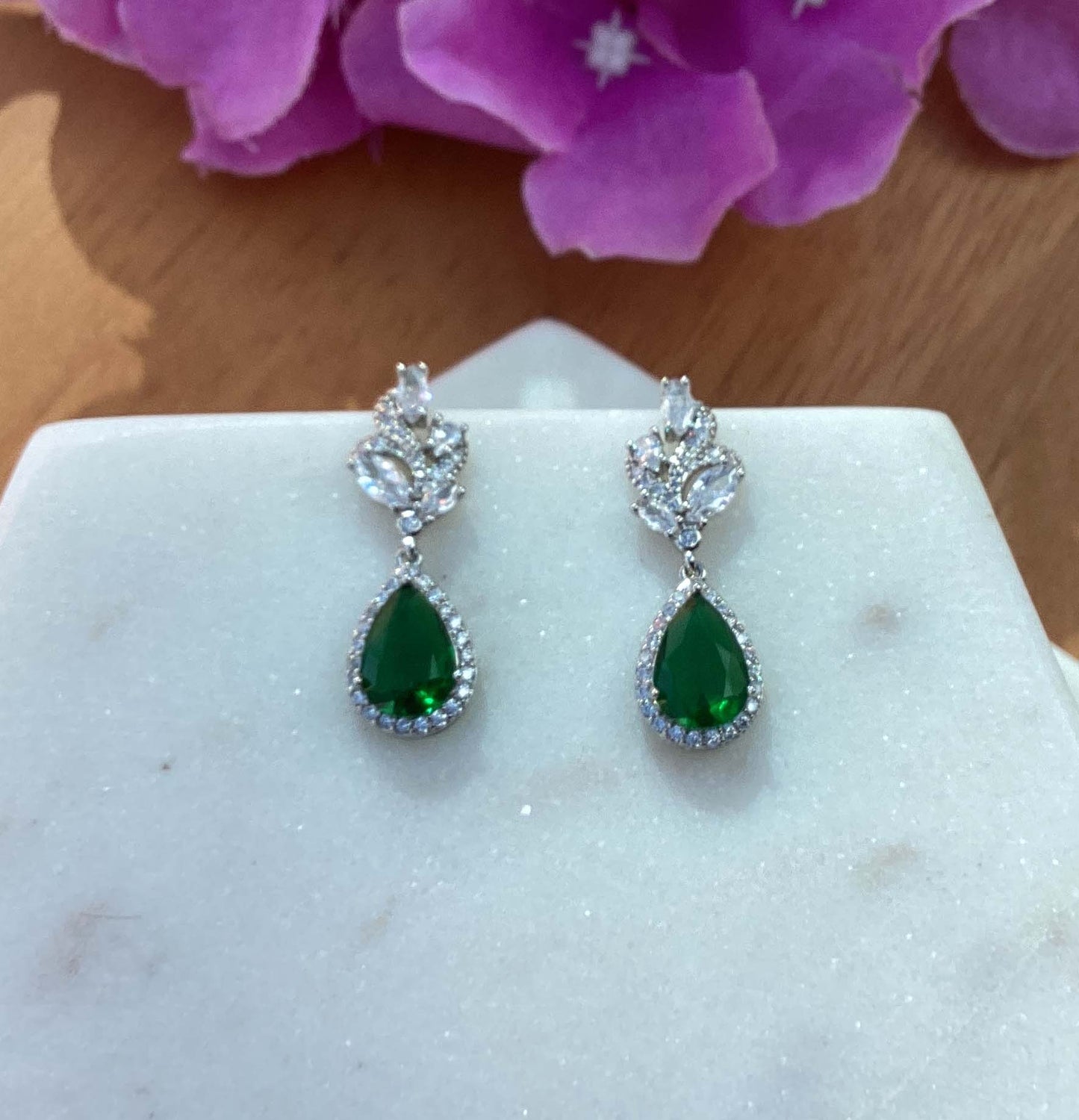 Earrings - Silver Green