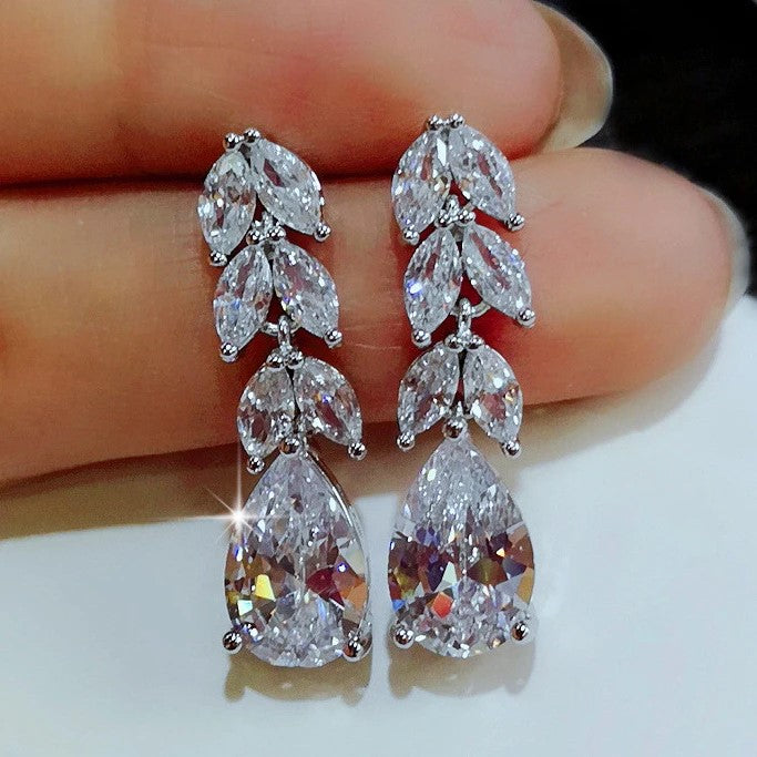 Earrings - Silver Cubic Zirconia drop Earring