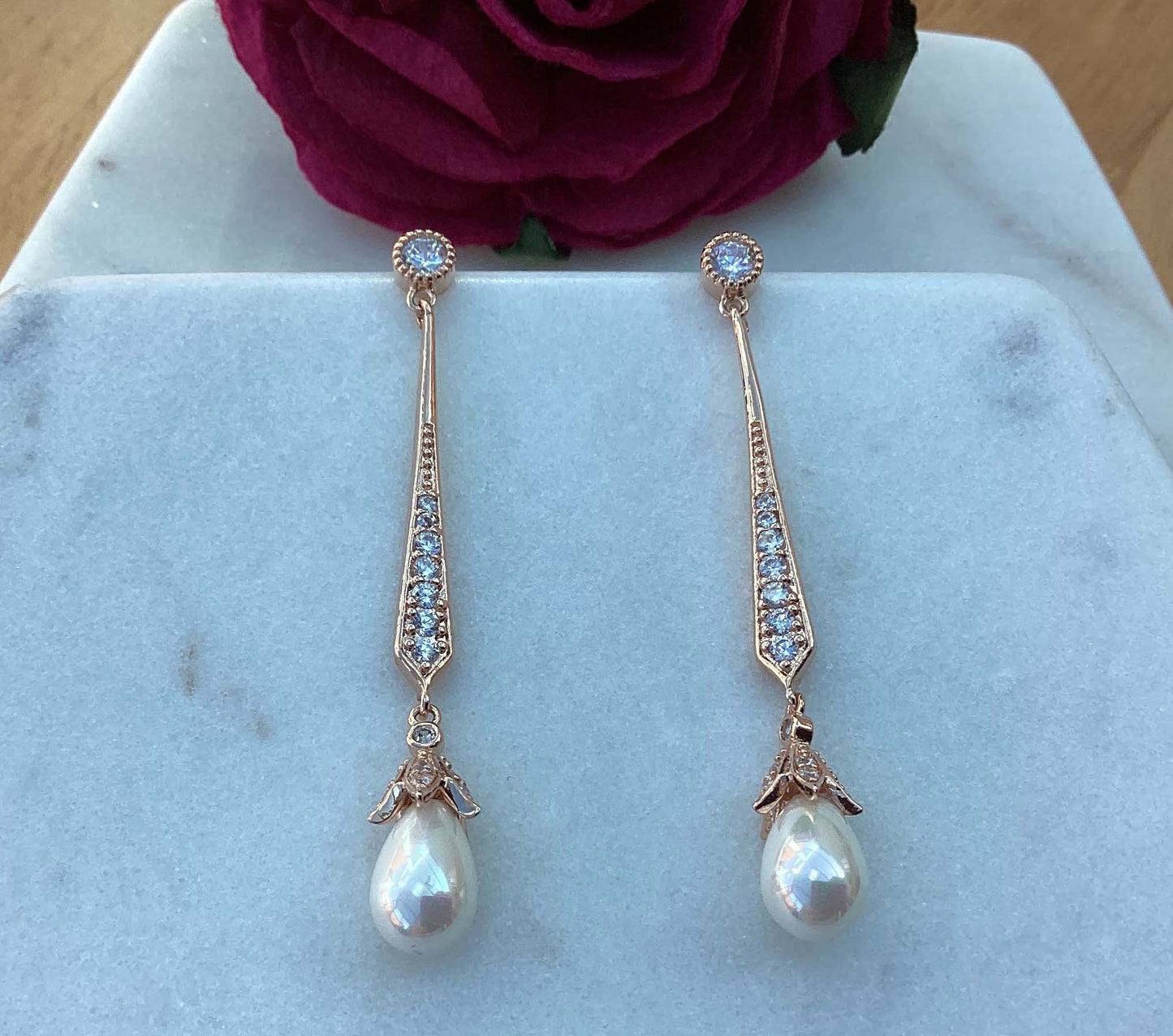 Earrings - Rose Gold Pearl