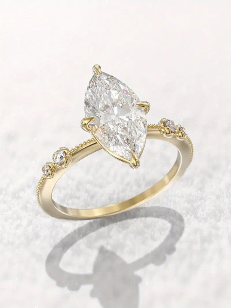 Ring - Gold Marquise Cut Cubic Zirconia