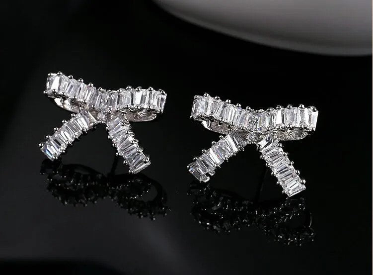 Earrings - Silver Bow