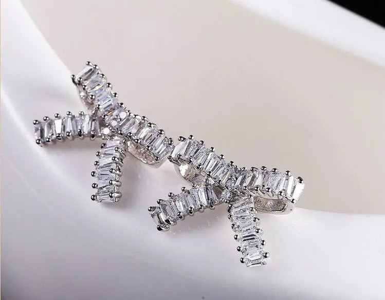 Earrings - Silver Bow