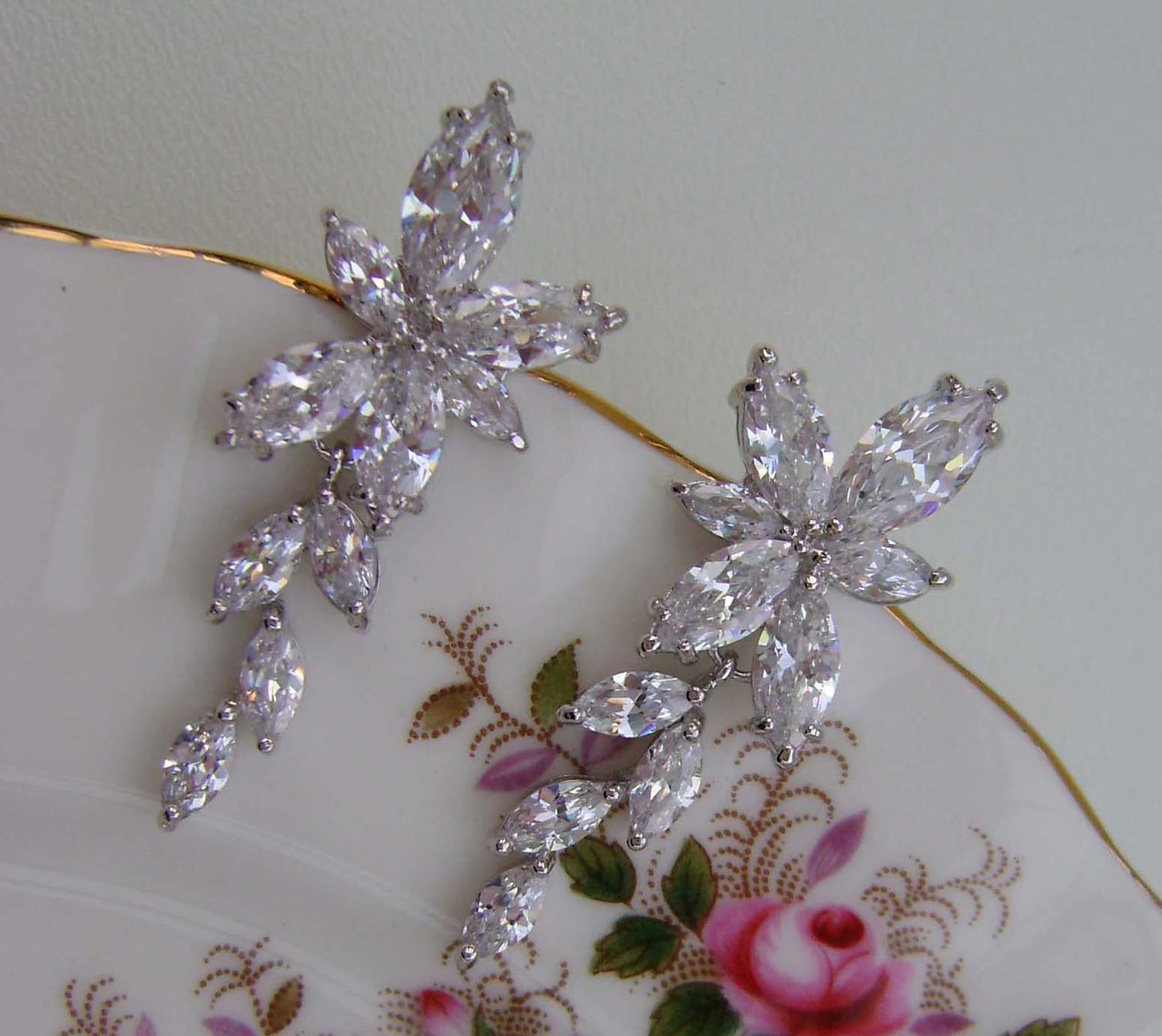 Earrings - Silver Cubic Zirconia Drop Earring