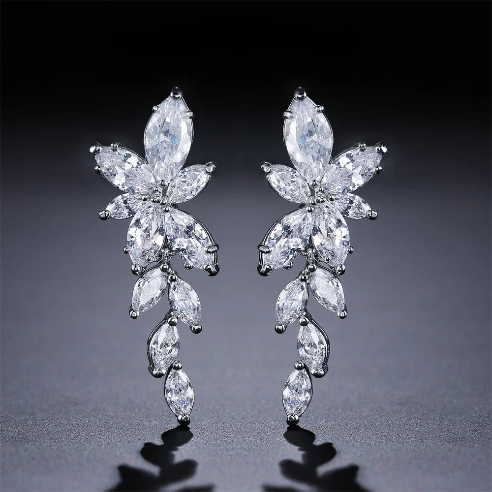 Earrings - Silver Cubic Zirconia Drop Earring