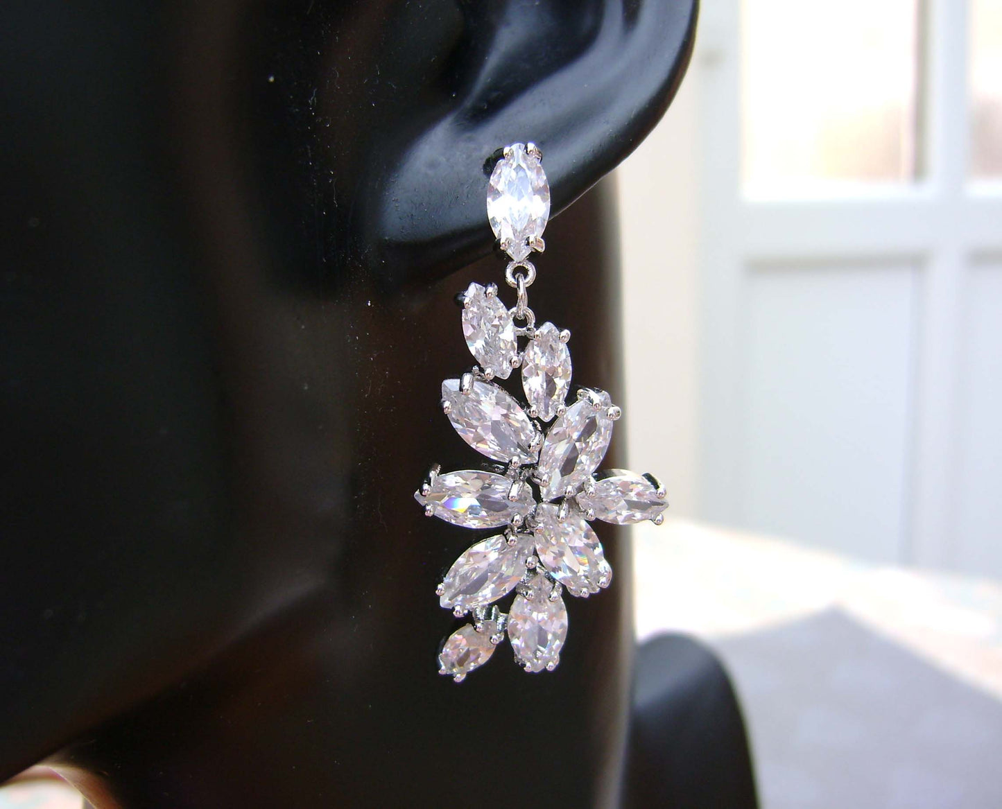 Earrings - Silver Cubic Zirconia Drop Earring