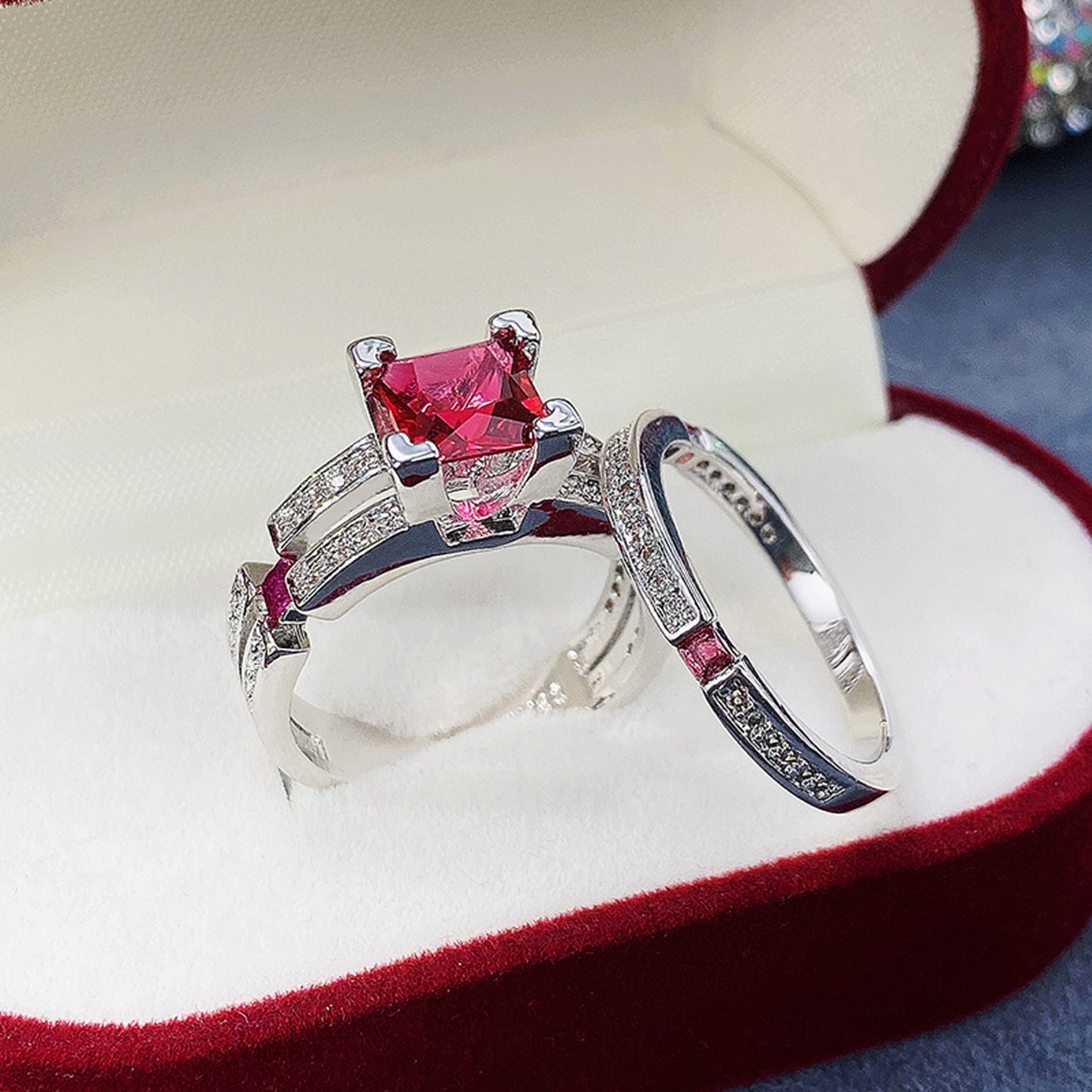 Rings - Silver and Ruby Set