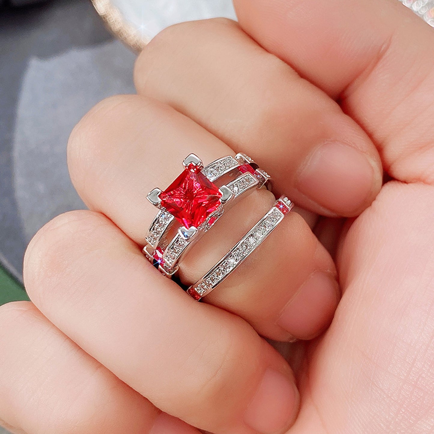 Rings - Silver and Ruby Set