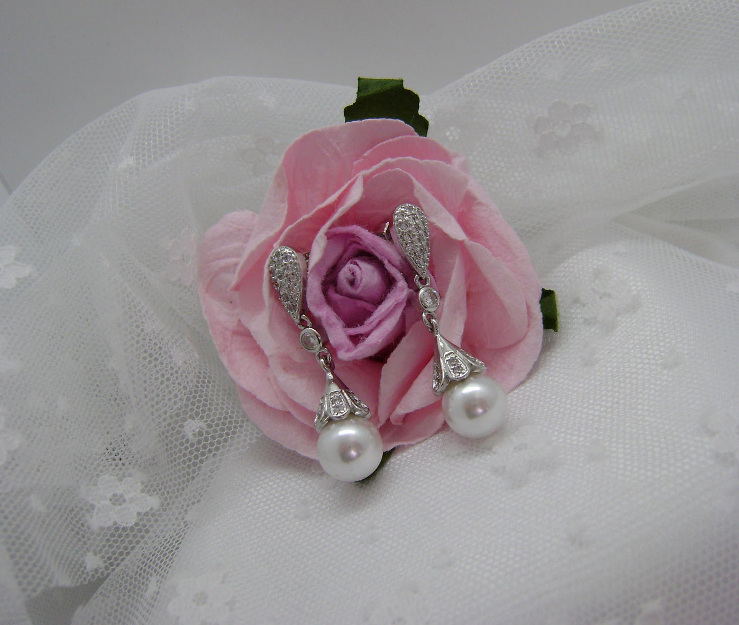 Earrings - Silver Pearl