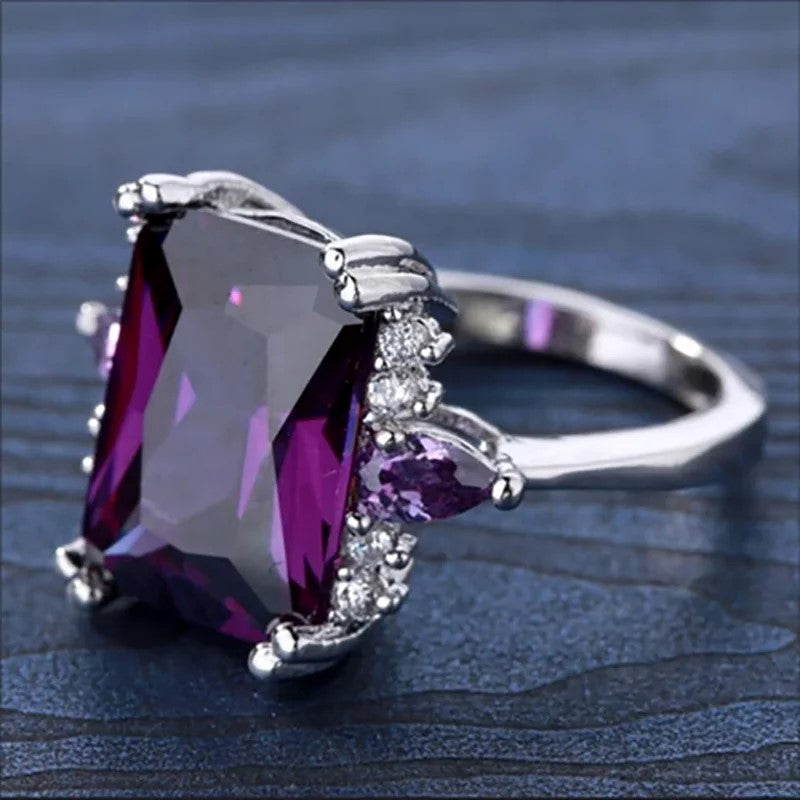 Ring - Amethyst and Clear Crystals