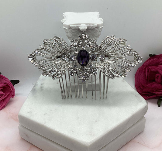 Hair Comb - Silver Art Deco