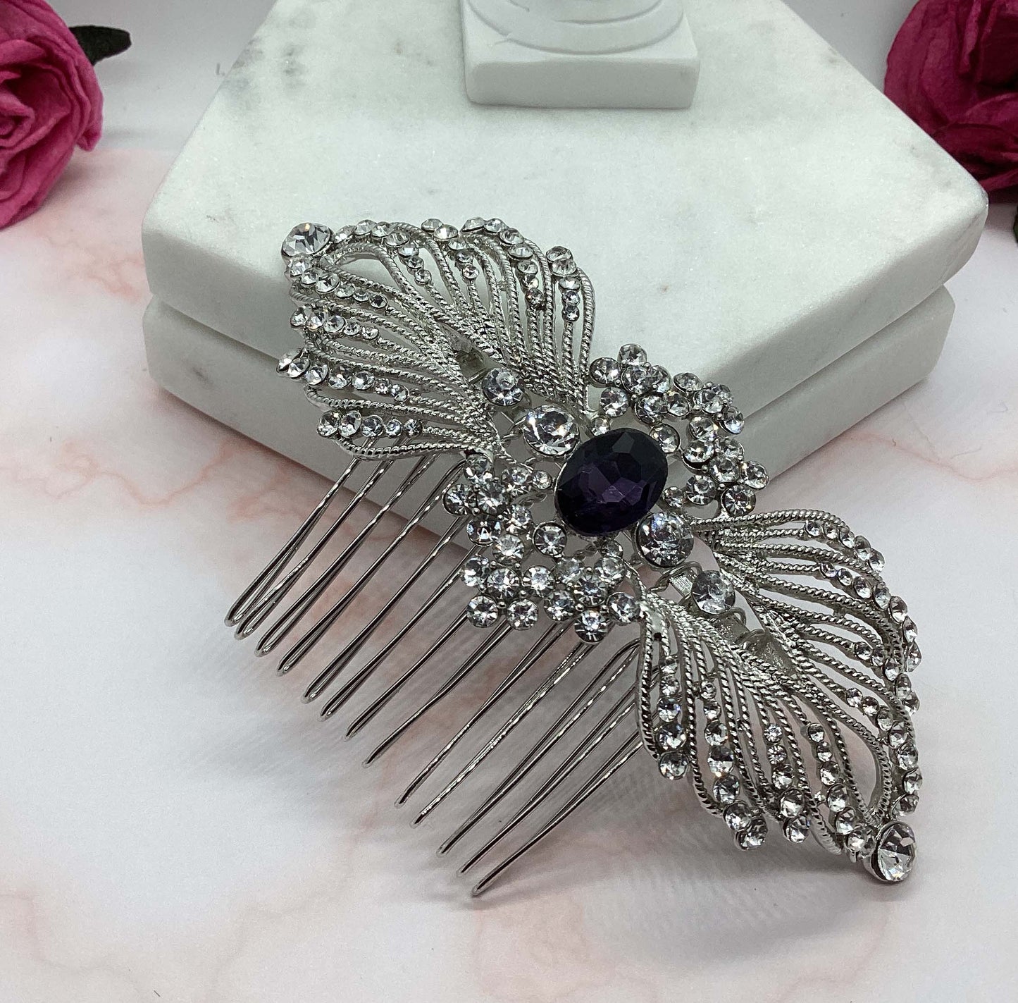 Hair Comb - Silver Art Deco