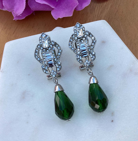 Earrings Silver - Green