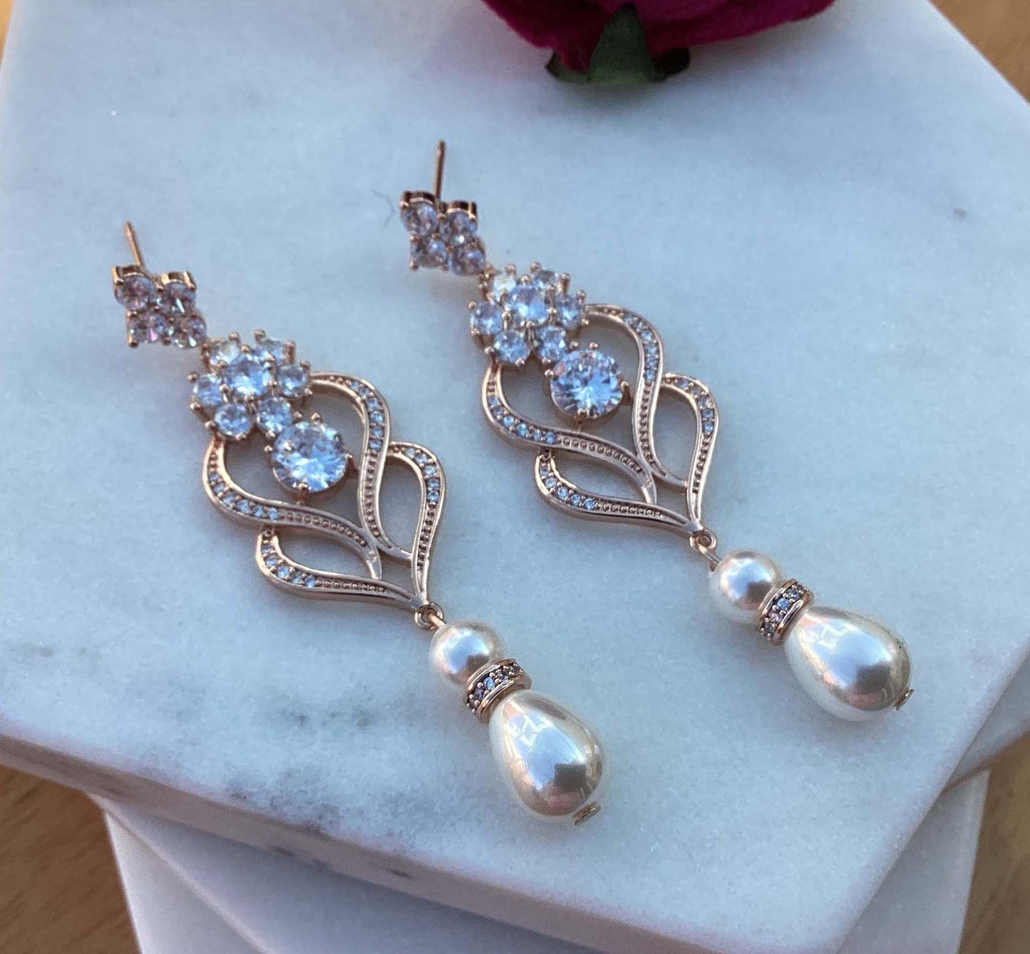 Earrings - Rose Gold Pearl