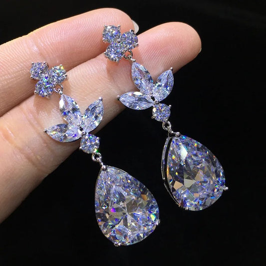 Earrings - Silver Cubic Zirconia Drop Earring