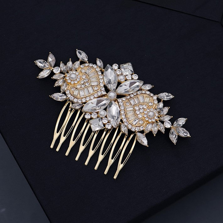 Hair Comb - Gold Pearls
