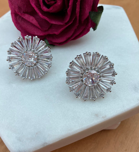 Earrings - Silver Baguet Cut Cubic Zirconia