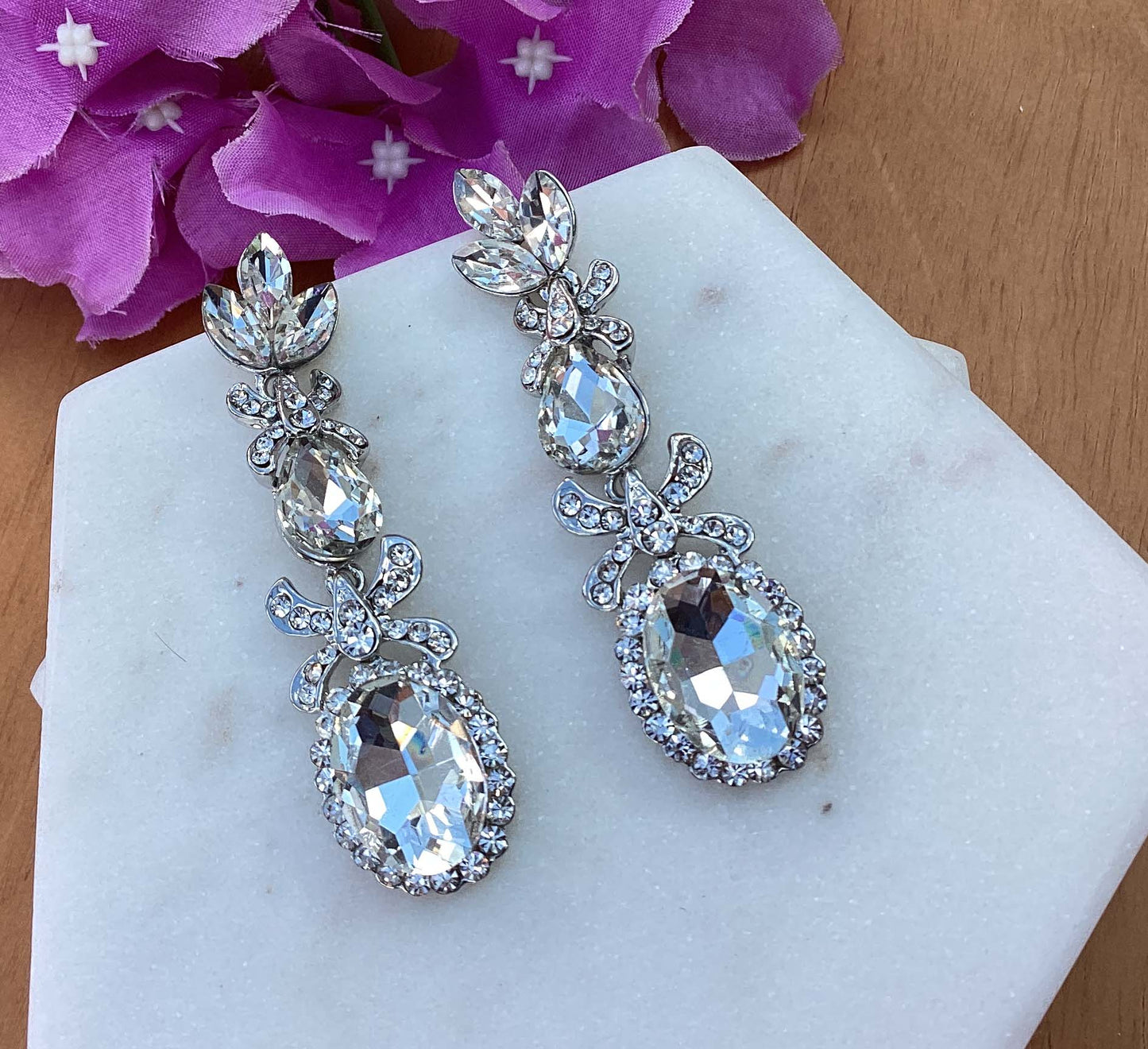 Earrings - Silver Long Drop