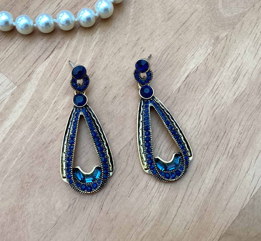 Earrings - Gold Navy