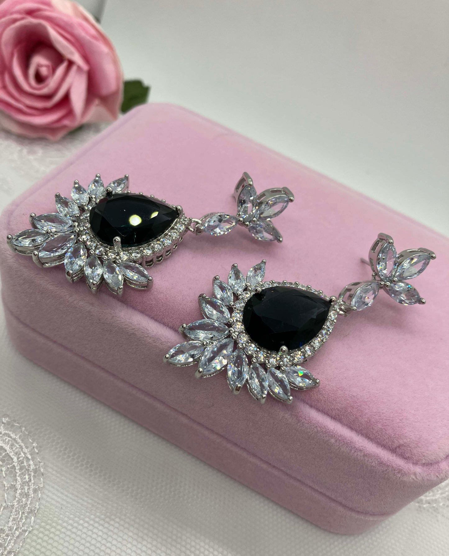 Earrings - Silver Sapphire Blue