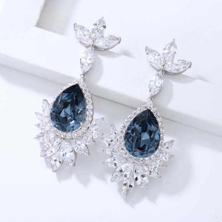 Earrings - Silver Sapphire Blue