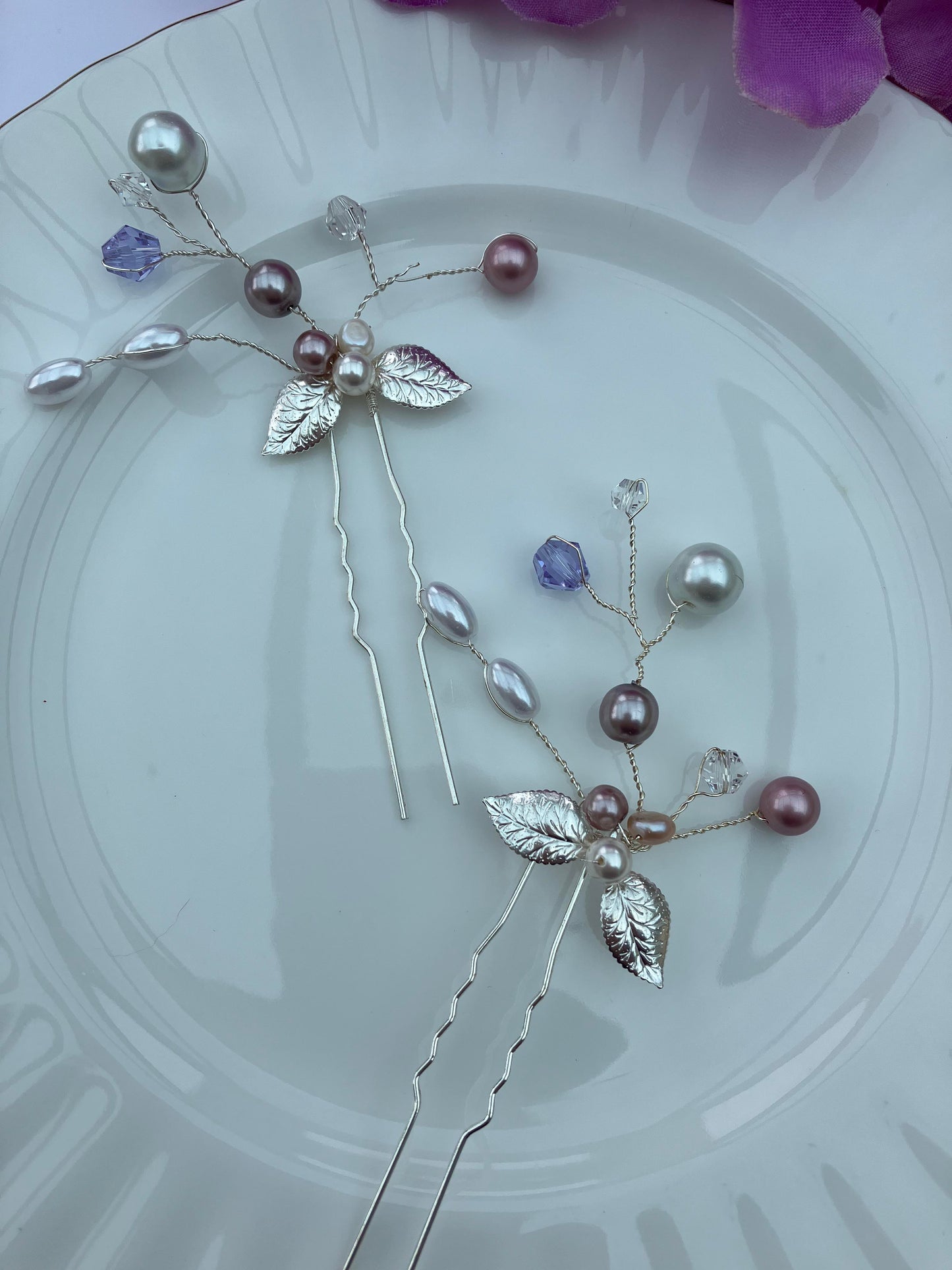 Hair Pin - Pink, Lilac & Silver
