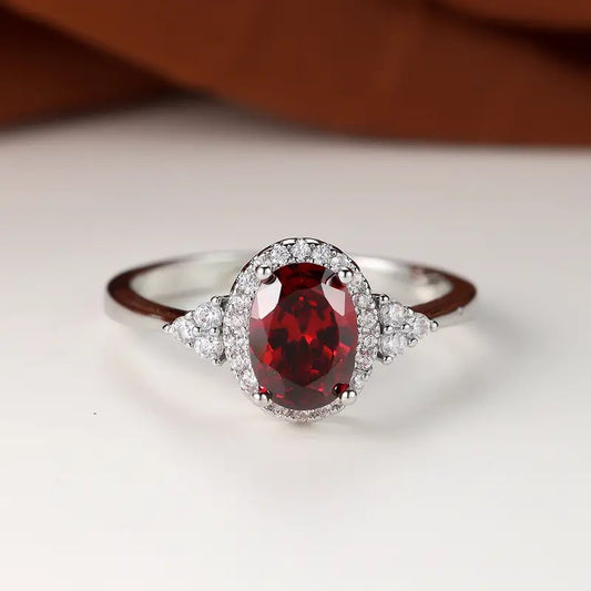 Ring - Silver Ruby Red