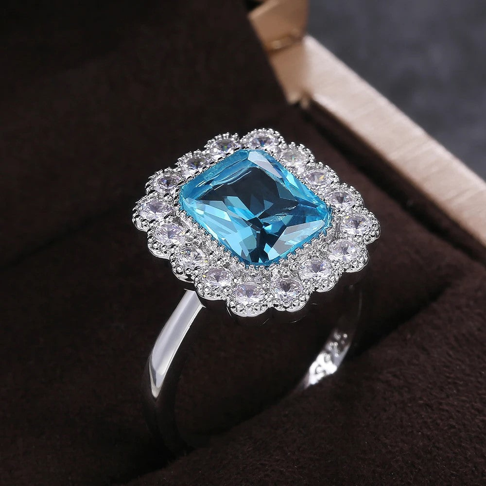 Ring - Silver Blue Cubic Zirconia