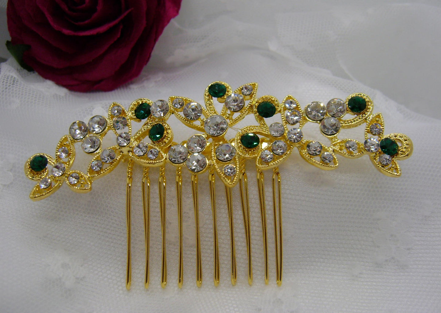 Hair Comb - Gold Green