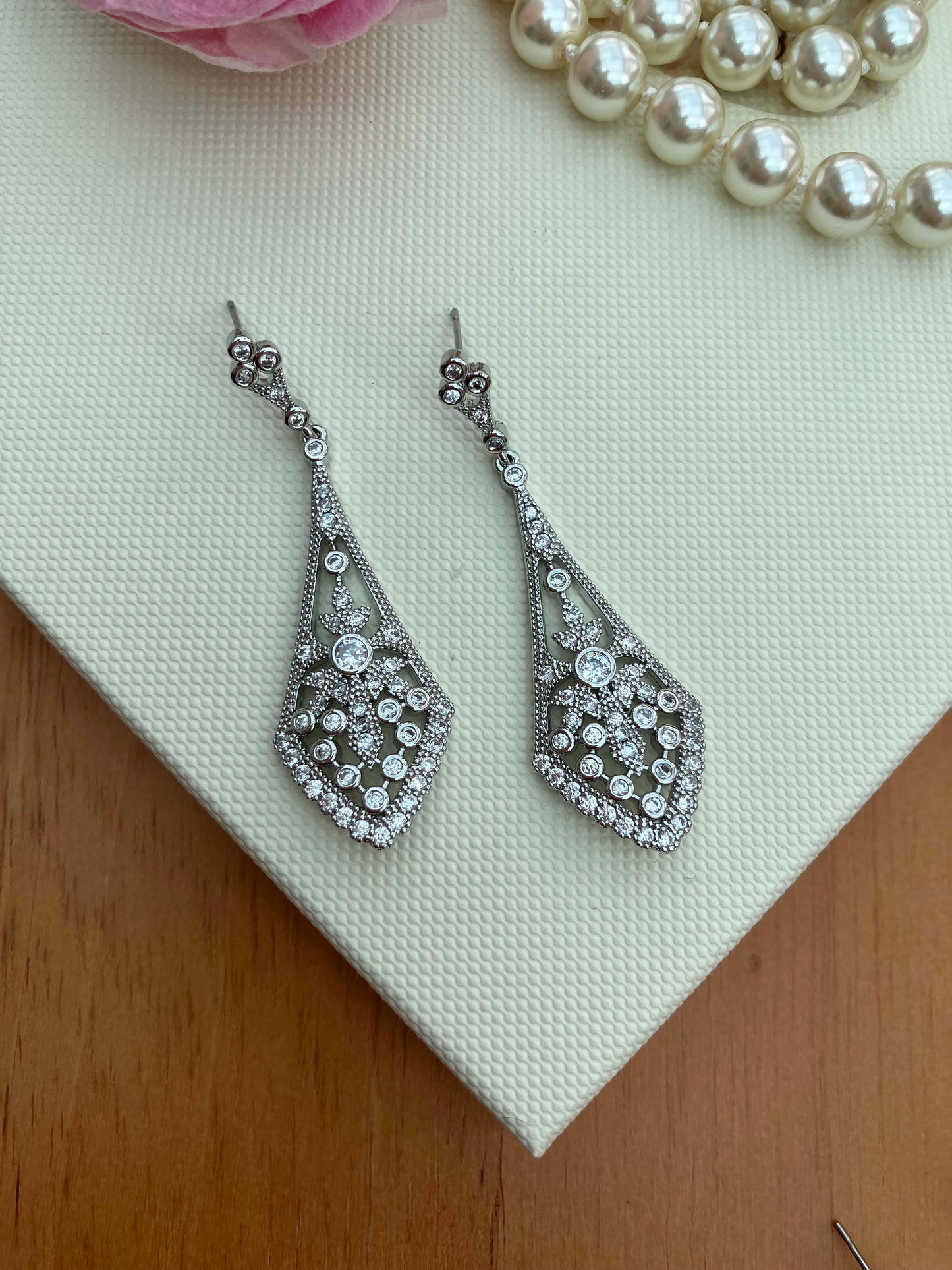 Earrings - Silver Filigree Drop