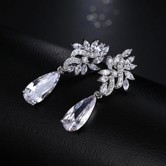 Earrings - Silver Cubic Zirconia Drop Earring
