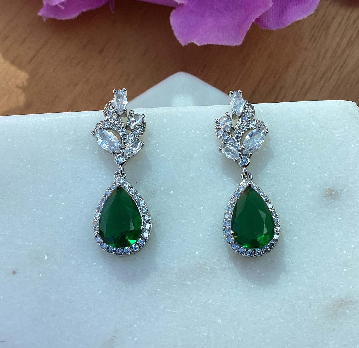 Earrings - Silver Green