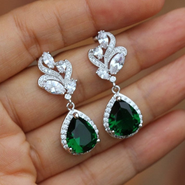 Earrings - Silver Green