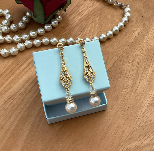 Earrings - Gold Pearl
