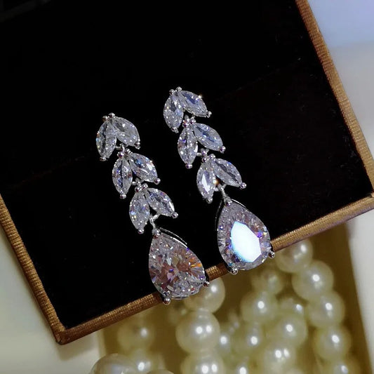 Earrings - Silver Cubic Zirconia drop Earring