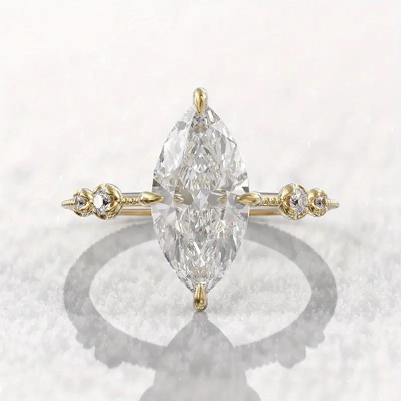 Ring - Gold Marquise Cut Cubic Zirconia