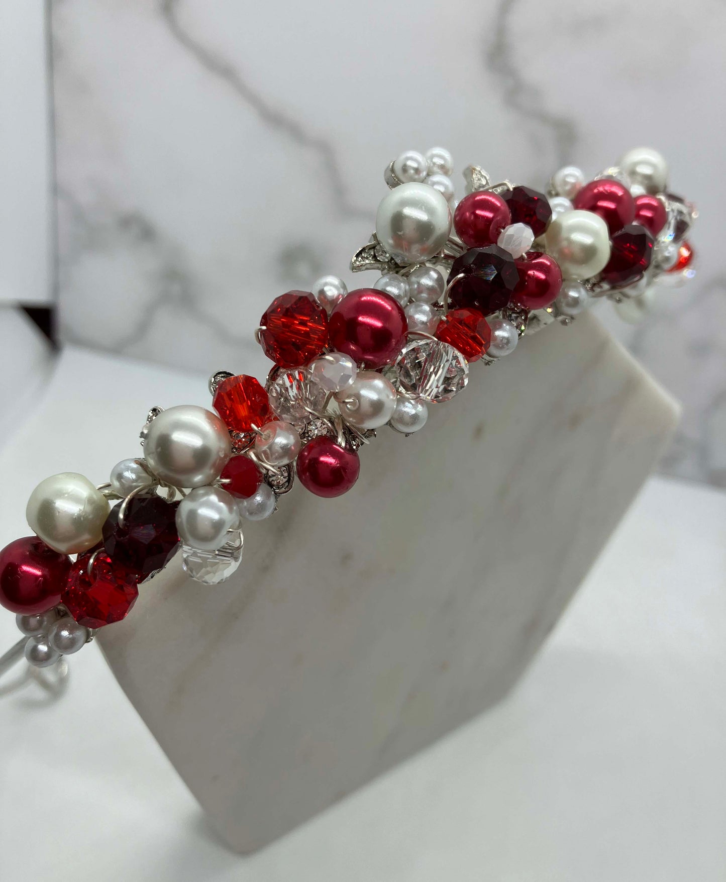 Headband - Siam Red & White