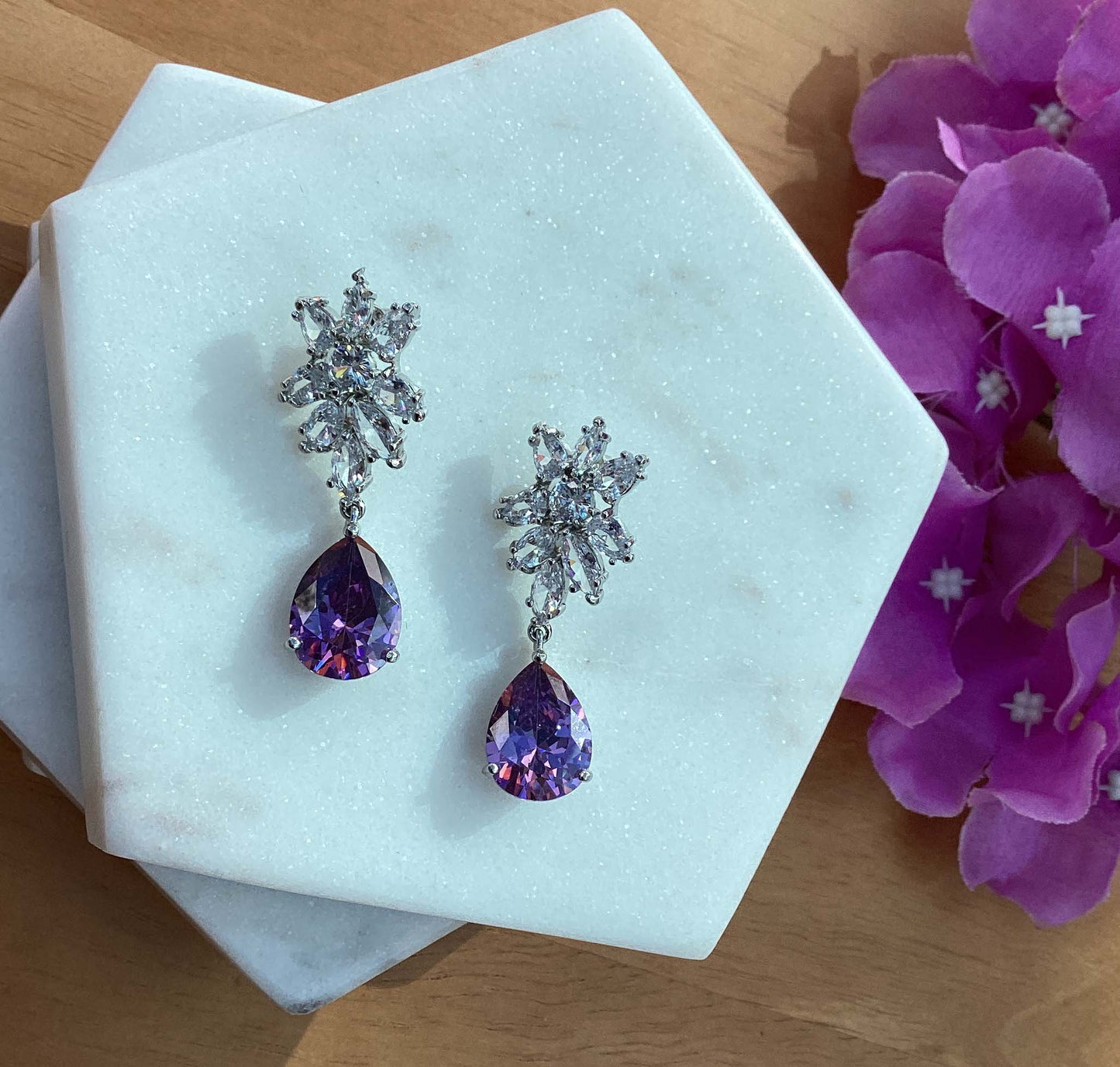 Earrings - Silver Purple
